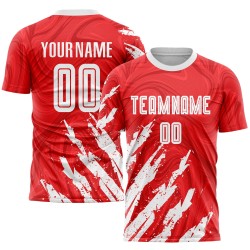 Uniform Weiß Fußball Custom Jersey Sublimation Rot Uniform Weiß Fußball Custom Jersey Sublimation Rot