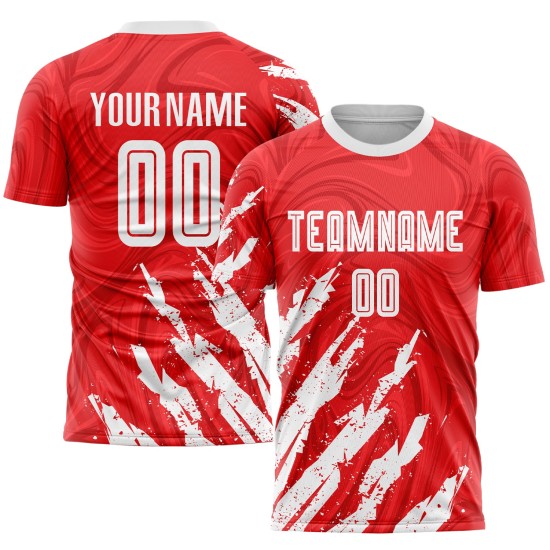 Uniform Weiß Fußball Custom Jersey Sublimation Rot Uniform Weiß Fußball Custom Jersey Sublimation Rot