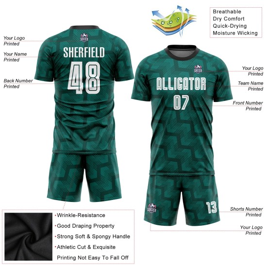 Uniform Grün Trikot Fußball Sublimation Custom Weiß-Schwarz Uniform Grün Trikot Fußball Sublimation Custom Weiß-Schwarz