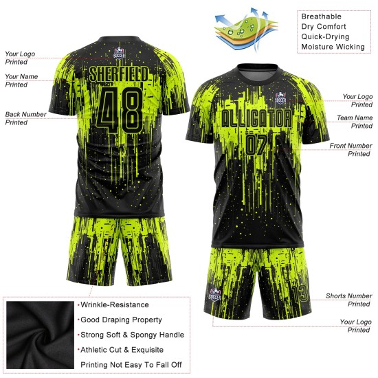 Uniform Sublimation Schwarz Neon Benutzerdefinierte Grün Jersey Fußball Uniform Sublimation Schwarz Neon Benutzerdefinierte Grün Jersey Fußball