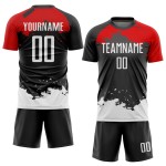 Uniform Custom Weiß-Rot Fußball Sublimation Schwarz Trikot Uniform Custom Weiß-Rot Fußball Sublimation Schwarz Trikot