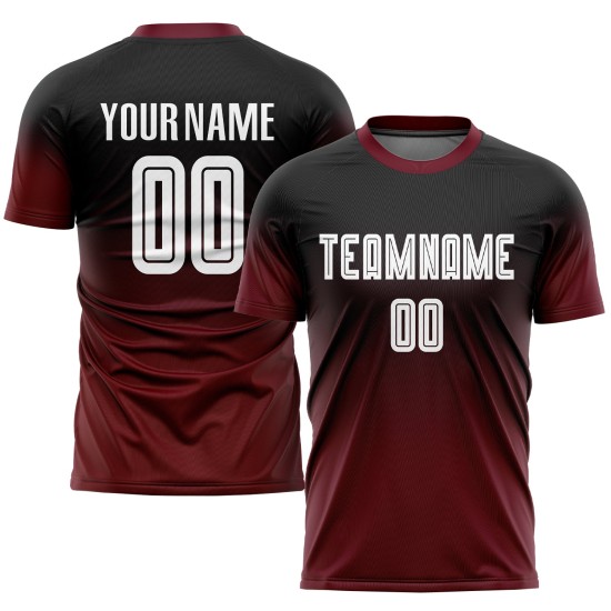 Fußballuniform Weiß-Crimson Jersey Sublimation Schwarz Custom Fashion Fade Fußballuniform Weiß-Crimson Jersey Sublimation Schwarz Custom Fashion Fade