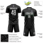 Schwarze Uniform Weiß-Neongrün Jersey Fußball Sublimation Custom Schwarze Uniform Weiß-Neongrün Jersey Fußball Sublimation Custom