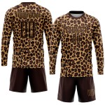 Gold Jersey Braun Sublimation Braun-Alte Uniform Leopard Fußball Custom Gold Jersey Braun Sublimation Braun-Alte Uniform Leopard Fußball Custom