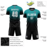 Benutzerdefinierte Teal Fußball Uniform Jersey Weiß-Schwarz Mode Sublimation Benutzerdefinierte Teal Fußball Uniform Jersey Weiß-Schwarz Mode Sublimation