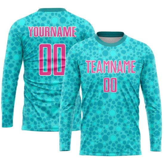 Fußballuniform Sublimationstrikot Benutzerdefiniertes Rosa-Weiß-Aqua Fußballuniform Sublimationstrikot Benutzerdefiniertes Rosa-Weiß-Aqua