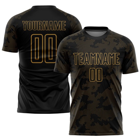Gold Custom Uniform Schwarz Jersey Fußball Alte Sublimation Gold Custom Uniform Schwarz Jersey Fußball Alte Sublimation