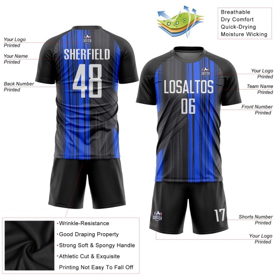 White-Royal Custom Jersey Fußballuniform Sublimation Schwarz White-Royal Custom Jersey Fußballuniform Sublimation Schwarz