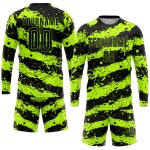 Schwarze Sublimation Custom Green Neon Jersey Fußballuniform Schwarze Sublimation Custom Green Neon Jersey Fußballuniform