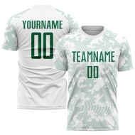 Benutzerdefinierte Uniform Trikot Fußball Sublimation Weiß Kelly Grün Benutzerdefinierte Uniform Trikot Fußball Sublimation Weiß Kelly Grün