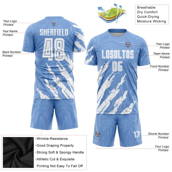 Uniform Sublimation Weiß Fußball Custom Jersey Hellblau Uniform Sublimation Weiß Fußball Custom Jersey Hellblau