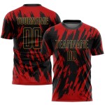Sublimation Gold Fußball Custom Rot Jersey Schwarz-Alte Uniform Sublimation Gold Fußball Custom Rot Jersey Schwarz-Alte Uniform