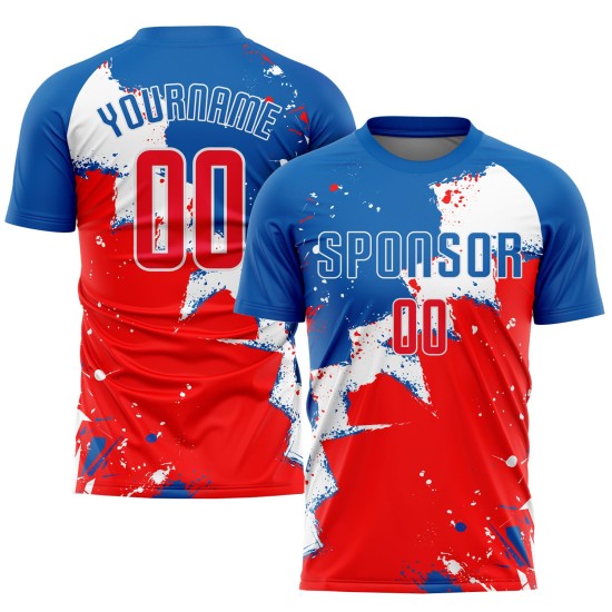 Fußballuniform Royal Jersey Custom Rot-Weiß Sublimation Fußballuniform Royal Jersey Custom Rot-Weiß Sublimation