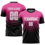 Fußballuniform Weiß-Schwarz Rosa Fashion Fade Sublimation Custom Jersey Fußballuniform Weiß-Schwarz Rosa Fashion Fade Sublimation Custom Jersey