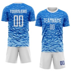 Fußball-Sublimationstrikot in Weiß, Royal Custom-Uniform Fußball-Sublimationstrikot in Weiß, Royal Custom-Uniform