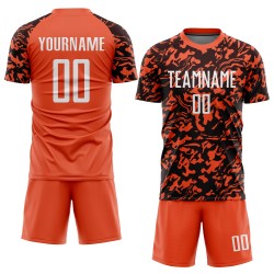 Sublimation Orange Custom Uniform Trikot Fußball Weiß-Schwarz Sublimation Orange Custom Uniform Trikot Fußball Weiß-Schwarz
