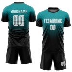Benutzerdefinierte Teal Fußball Uniform Jersey Weiß-Schwarz Mode Sublimation Benutzerdefinierte Teal Fußball Uniform Jersey Weiß-Schwarz Mode Sublimation