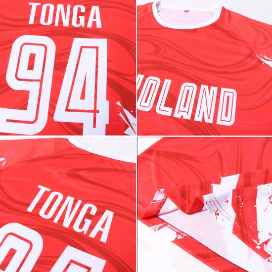 Uniform Weiß Fußball Custom Jersey Sublimation Rot Uniform Weiß Fußball Custom Jersey Sublimation Rot