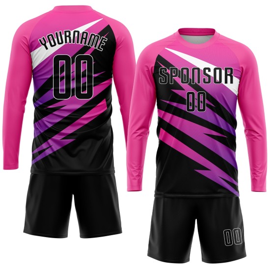 Rosa Uniform Trikot Schwarz-Weiß Custom Fußball Sublimation Rosa Uniform Trikot Schwarz-Weiß Custom Fußball Sublimation