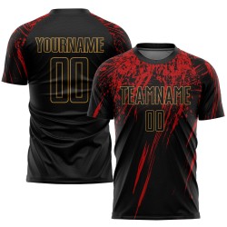 Gold-Rot Fußball Custom Schwarz Schwarz Old Jersey Uniform Sublimation Gold-Rot Fußball Custom Schwarz Schwarz Old Jersey Uniform Sublimation