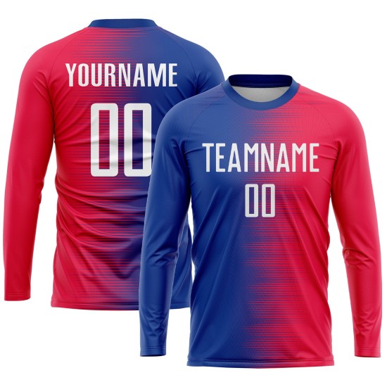 Jersey Weiß-Royal Sublimation Rot Fußball Custom Uniform Jersey Weiß-Royal Sublimation Rot Fußball Custom Uniform