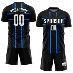 Jersey Blau Sublimation Weiß-Licht Custom Uniform Schwarz Fußball Jersey Blau Sublimation Weiß-Licht Custom Uniform Schwarz Fußball