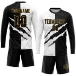 Fußball Gold Schwarz-Alt Benutzerdefinierte Muster Scratch Graffiti Uniform Jersey Sublimation Fußball Gold Schwarz-Alt Benutzerdefinierte Muster Scratch Graffiti Uniform Jersey Sublimation
