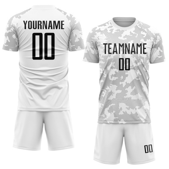 Jersey Schwarz Benutzerdefinierte Uniform Sublimation Weiß Fußball Jersey Schwarz Benutzerdefinierte Uniform Sublimation Weiß Fußball