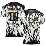 Gold Schwarz-Alt Weiß Custom Fußball Sublimation Jersey Uniform Gold Schwarz-Alt Weiß Custom Fußball Sublimation Jersey Uniform