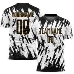 Gold Schwarz-Alt Weiß Custom Fußball Sublimation Jersey Uniform Gold Schwarz-Alt Weiß Custom Fußball Sublimation Jersey Uniform