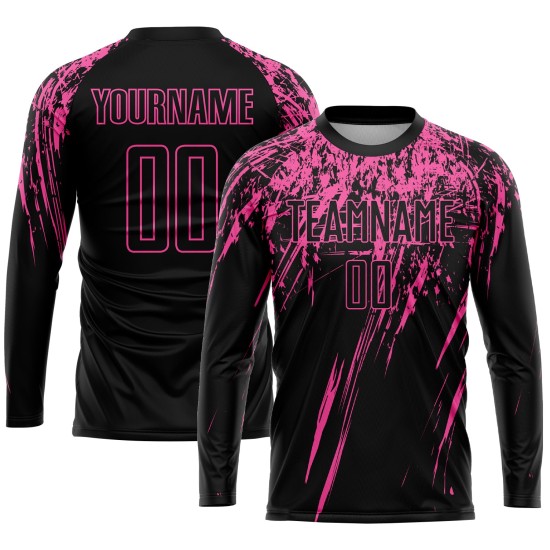Benutzerdefinierte Rosa Sublimation Schwarz Jersey Uniform Fußball Benutzerdefinierte Rosa Sublimation Schwarz Jersey Uniform Fußball