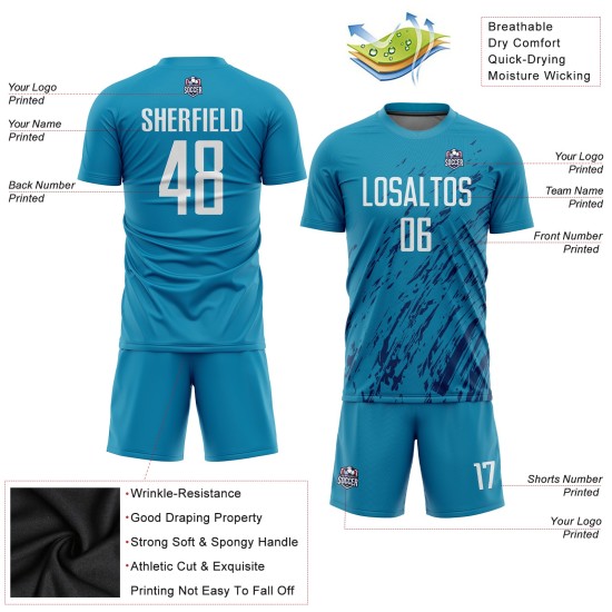 Panther Fußballtrikot Weiß-Schwarz Uniform Blau Benutzerdefinierte Sublimation Panther Fußballtrikot Weiß-Schwarz Uniform Blau Benutzerdefinierte Sublimation