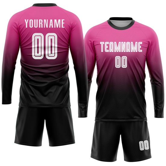 Fußballuniform Weiß-Schwarz Rosa Fashion Fade Sublimation Custom Jersey Fußballuniform Weiß-Schwarz Rosa Fashion Fade Sublimation Custom Jersey