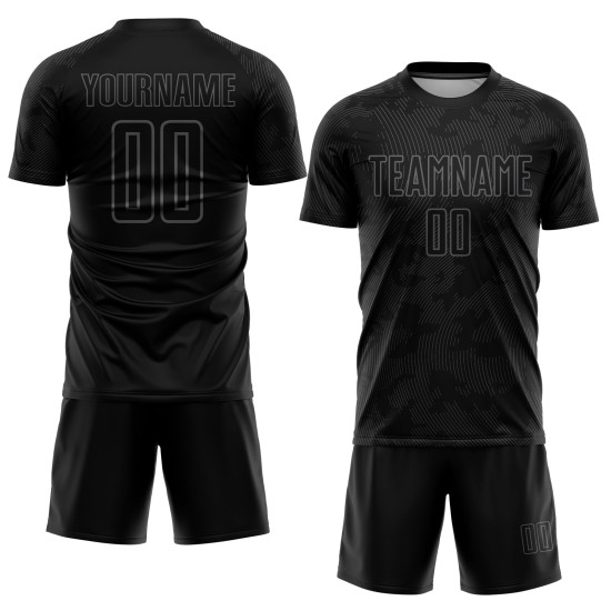 Sublimation Custom Jersey Schwarz Grau Fußballuniform Sublimation Custom Jersey Schwarz Grau Fußballuniform