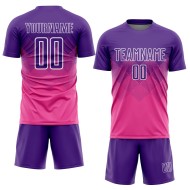 Benutzerdefiniertes Trikot Lila-Weiß Fußball Rosa Uniform Sublimation Benutzerdefiniertes Trikot Lila-Weiß Fußball Rosa Uniform Sublimation
