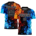 Uniform Custom Soccer Sublimation Figur Schwarz-Weiß Flamme Trikot Uniform Custom Soccer Sublimation Figur Schwarz-Weiß Flamme Trikot