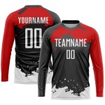 Uniform Custom Weiß-Rot Fußball Sublimation Schwarz Trikot Uniform Custom Weiß-Rot Fußball Sublimation Schwarz Trikot