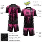 Rosa Sublimation Schwarzes Trikot Fußballuniform Custom Rosa Sublimation Schwarzes Trikot Fußballuniform Custom