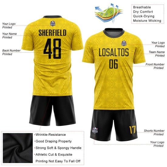 Trikot Gold Sublimation Fußballuniform Schwarz Custom Trikot Gold Sublimation Fußballuniform Schwarz Custom