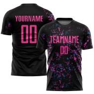 Blaue Uniform Jersey Custom Schwarz Pink-Light Fußball Sublimation Blaue Uniform Jersey Custom Schwarz Pink-Light Fußball Sublimation