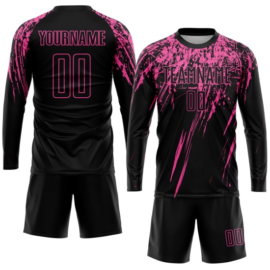 Benutzerdefinierte Rosa Sublimation Schwarz Jersey Uniform Fußball Benutzerdefinierte Rosa Sublimation Schwarz Jersey Uniform Fußball