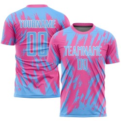 Trikot Custom Uniform Light Soccer Blau-Weiß Rosa Sublimation Trikot Custom Uniform Light Soccer Blau-Weiß Rosa Sublimation
