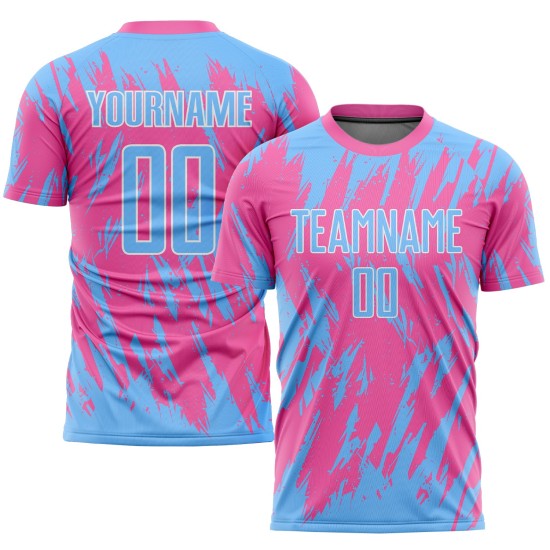Trikot Custom Uniform Light Soccer Blau-Weiß Rosa Sublimation Trikot Custom Uniform Light Soccer Blau-Weiß Rosa Sublimation