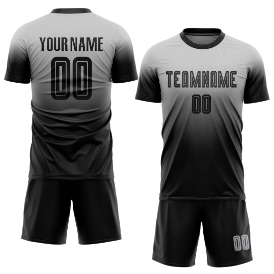 Fußball Jersey Verblassen Schwarz Uniform Custom Sublimation Mode Grau Fußball Jersey Verblassen Schwarz Uniform Custom Sublimation Mode Grau