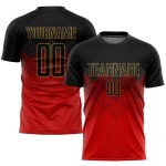 Fußballtrikot Uniform Custom Rot Gold Sublimation Schwarz-Old Fußballtrikot Uniform Custom Rot Gold Sublimation Schwarz-Old