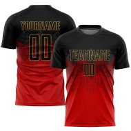 Fußballtrikot Uniform Custom Rot Gold Sublimation Schwarz-Old Fußballtrikot Uniform Custom Rot Gold Sublimation Schwarz-Old