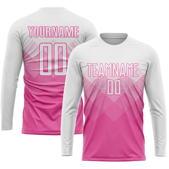 Fußballuniform Weiß Benutzerdefiniertes Rosa Sublimationstrikot Fußballuniform Weiß Benutzerdefiniertes Rosa Sublimationstrikot
