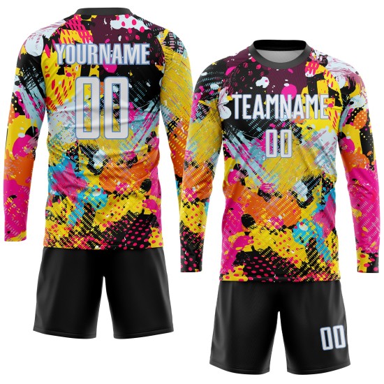 Weißlichtmuster Benutzerdefinierte blaue Fußball-Graffiti-Uniform-Trikot-Sublimation Weißlichtmuster Benutzerdefinierte blaue Fußball-Graffiti-Uniform-Trikot-Sublimation