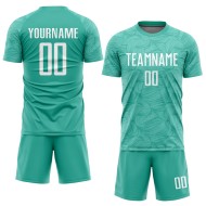 Aqua Weiß Uniform Trikot Custom Sublimation Fußball Aqua Weiß Uniform Trikot Custom Sublimation Fußball