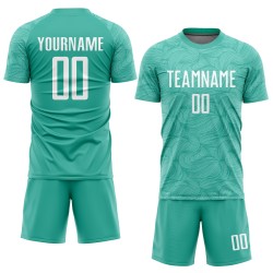 Aqua Weiß Uniform Trikot Custom Sublimation Fußball Aqua Weiß Uniform Trikot Custom Sublimation Fußball